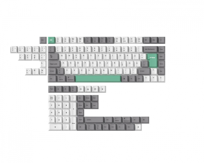 Keychron PBT Keycap set ISO German - Gray White Mint