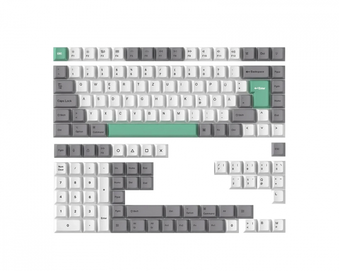 Keychron PBT Keycap set ISO German - Gray White Mint