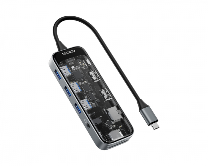Deltaco Transparent USB Dockingstation - 10 ports