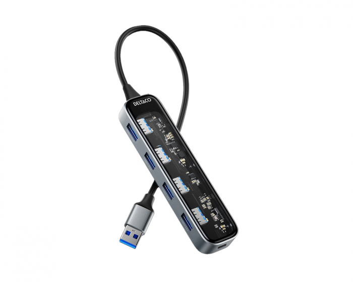 Deltaco Transparent USB Dockingstation - 5 ports