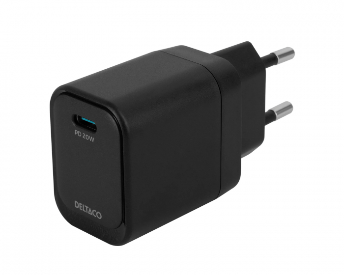 Deltaco 20W USB-C Wandladegerät - Schwarz