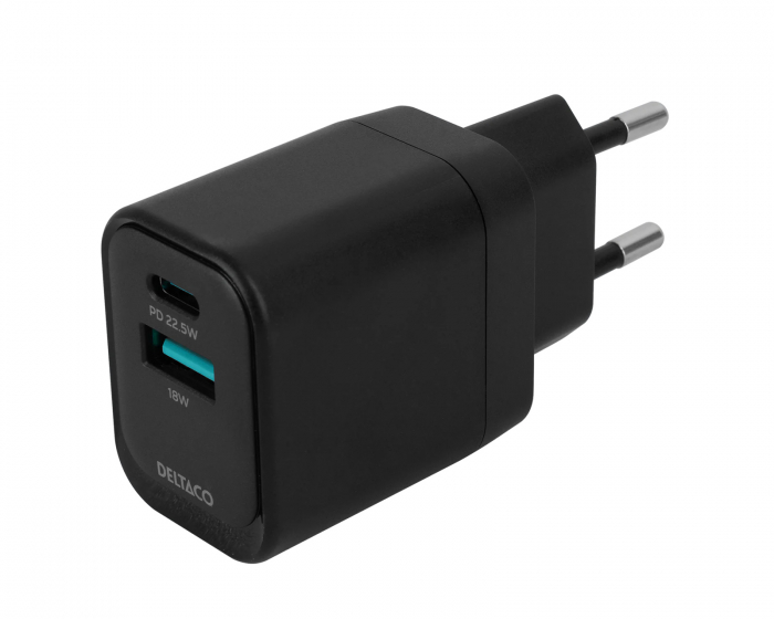 Deltaco USB-C & USB-A Wandladegerät - Schwarz