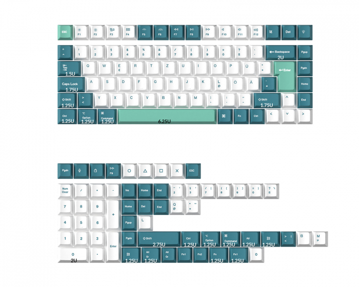 Keychron Cherry Profile Dye-Sub PBT Keycap Set ISO German - White Mint