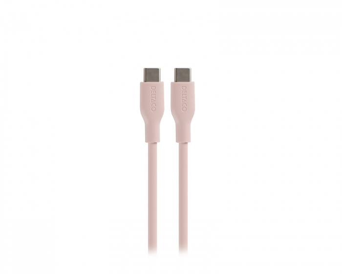 Deltaco USB-C Ladekabel 60W Silikon - Rosa - 1,5m