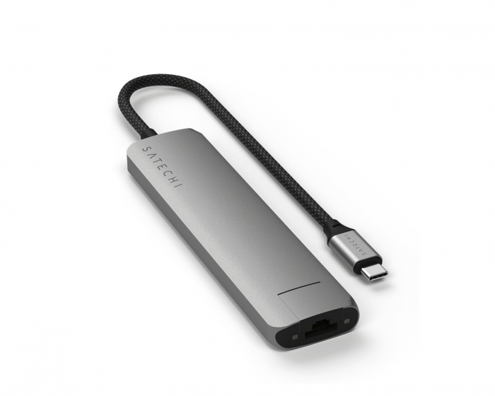 Satechi Satechi 7-i-1 USB-C Slim Multiport Adapter med Ethernet - Weltraumgrau