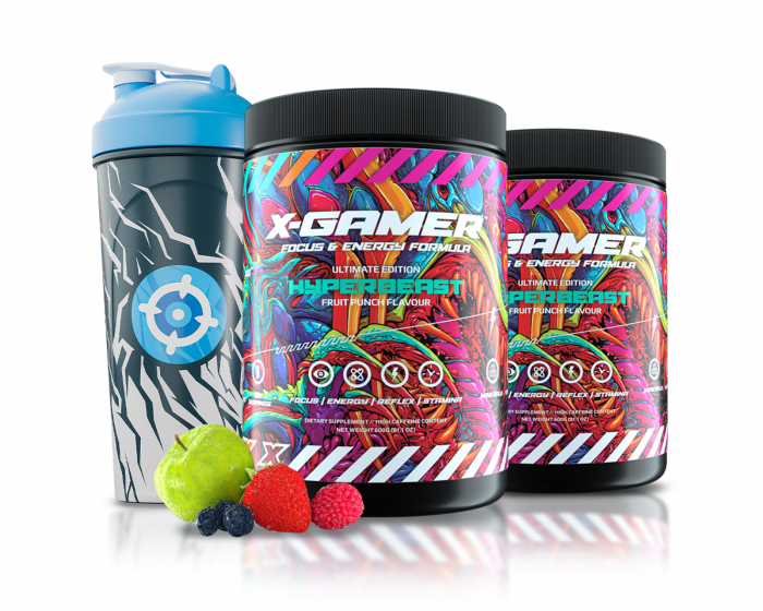 X-Gamer 2 x 600g X-Tubz Hyperbeast - 60 Tagesportionen + Shaker