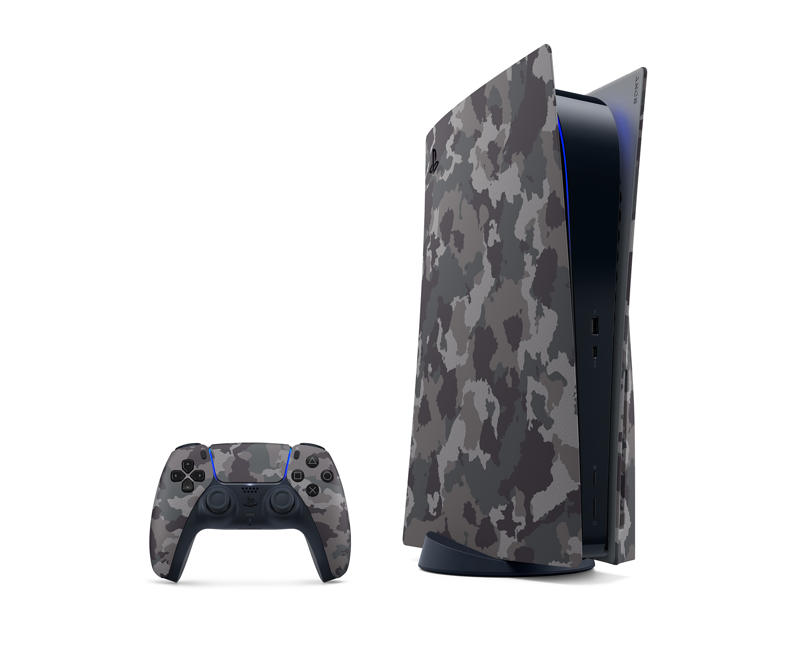 Sony sPS5 Standard Cover Grey Camouflage - MaxGaming.gg